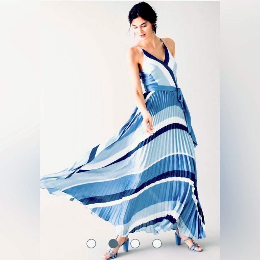 White House Black Market Pleated Halted Maxi Dress
